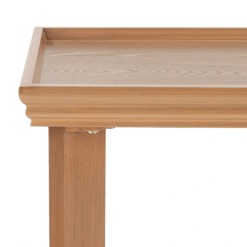 Console rectangulaire sable/ivoire/noir avec pieds incurvés et plateau encastré