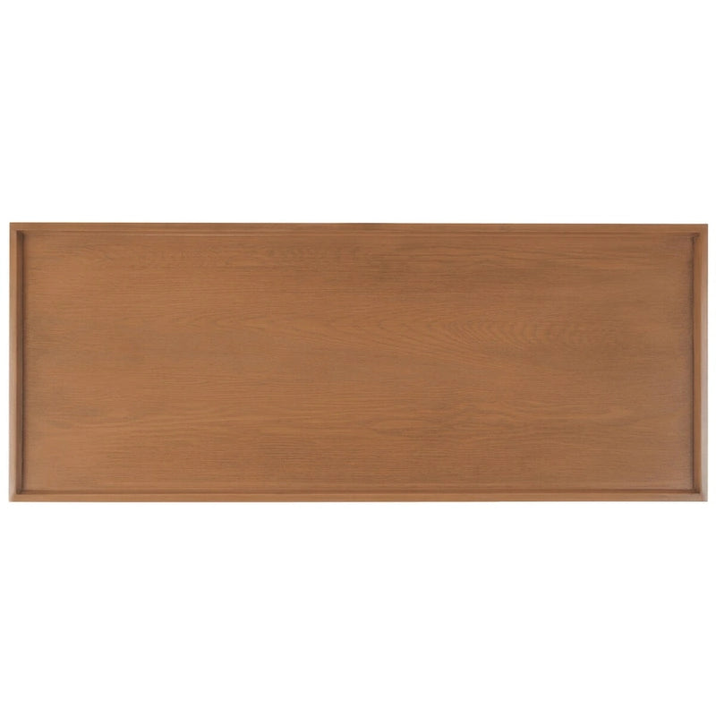Console rectangulaire sable/ivoire/noir avec pieds incurvés et plateau encastré
