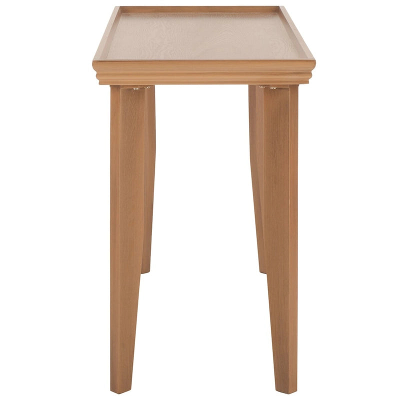 Console rectangulaire sable/ivoire/noir avec pieds incurvés et plateau encastré
