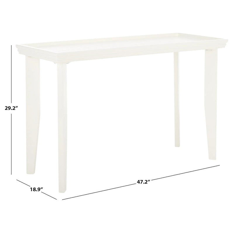 Console rectangulaire sable/ivoire/noir avec pieds incurvés et plateau encastré