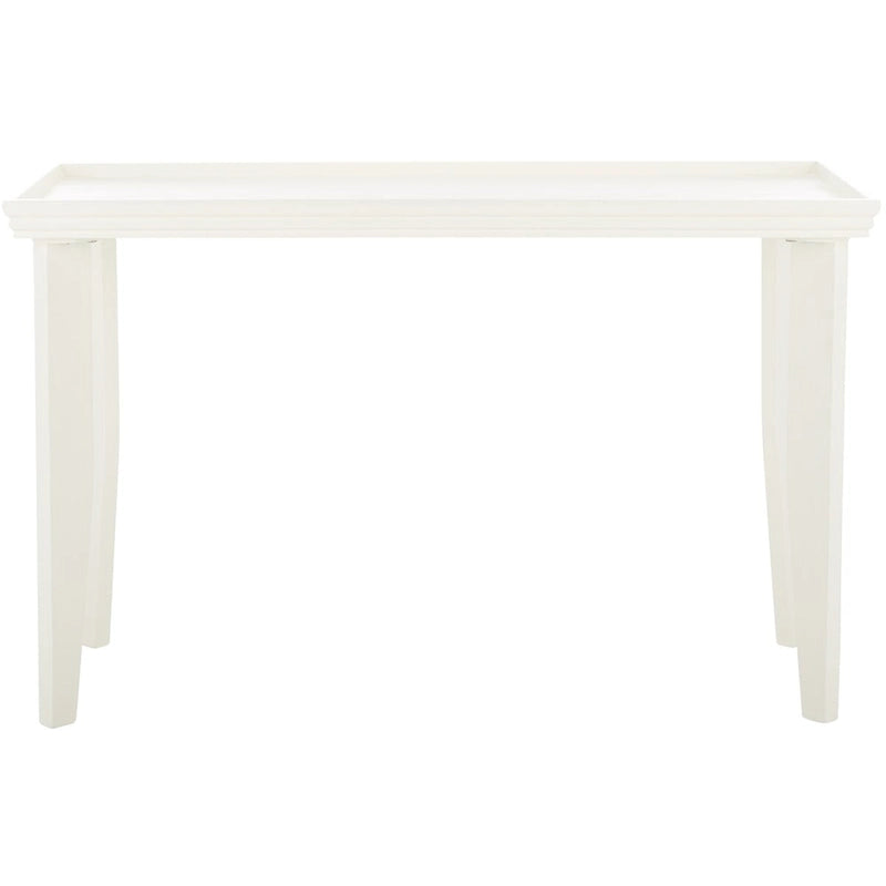 Console rectangulaire sable/ivoire/noir avec pieds incurvés et plateau encastré