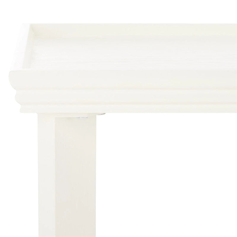 Console rectangulaire sable/ivoire/noir avec pieds incurvés et plateau encastré
