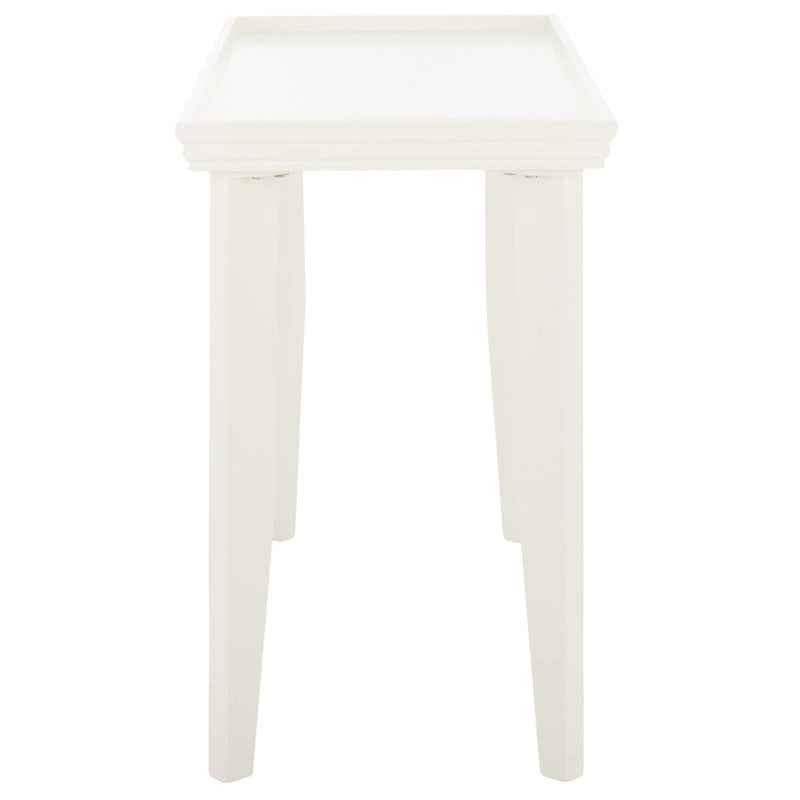 Console rectangulaire sable/ivoire/noir avec pieds incurvés et plateau encastré