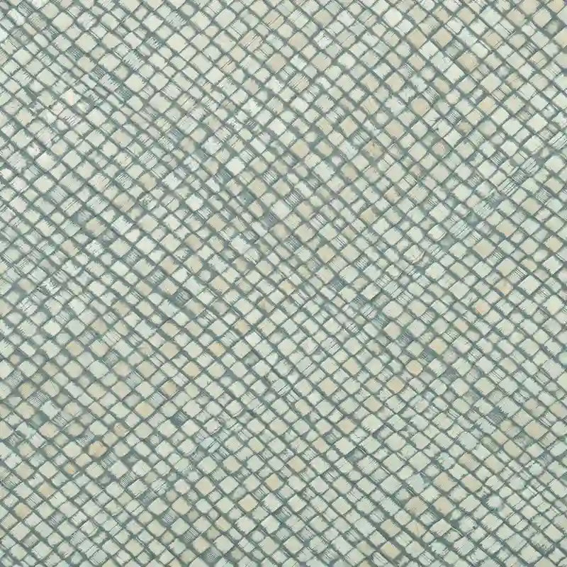 Console Turquoise hachurée avec 2 tiroirs, 1 étagère et poignées demi-lune couleur or antique