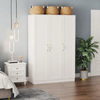 47.2W Armoire à trois portes, deux tringles et poignées florales