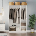 47.2W Armoire à trois portes, deux tringles et poignées florales