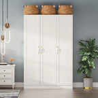 47.2W Armoire à trois portes, deux tringles et poignées florales