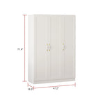 47.2W Armoire à trois portes, deux tringles et poignées florales