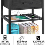 Table de chevet à 3 niveaux avec station de recharge