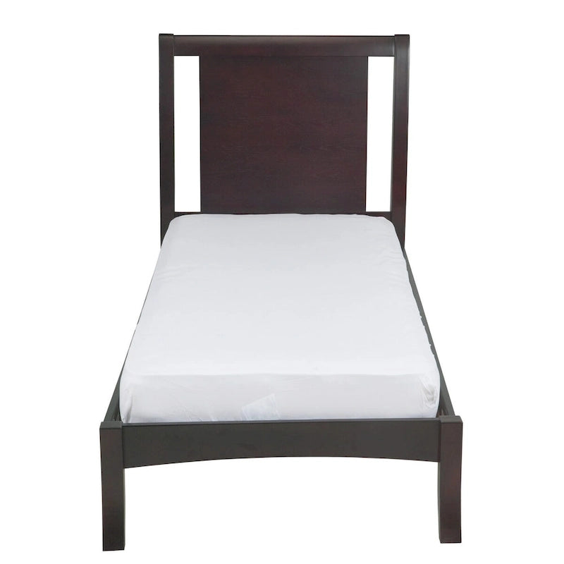 Lit California King en Acajou Marron Espresso avec Tête de Lit à Panneau Traîneau Ouvert et Pieds Évasés, 2 Places