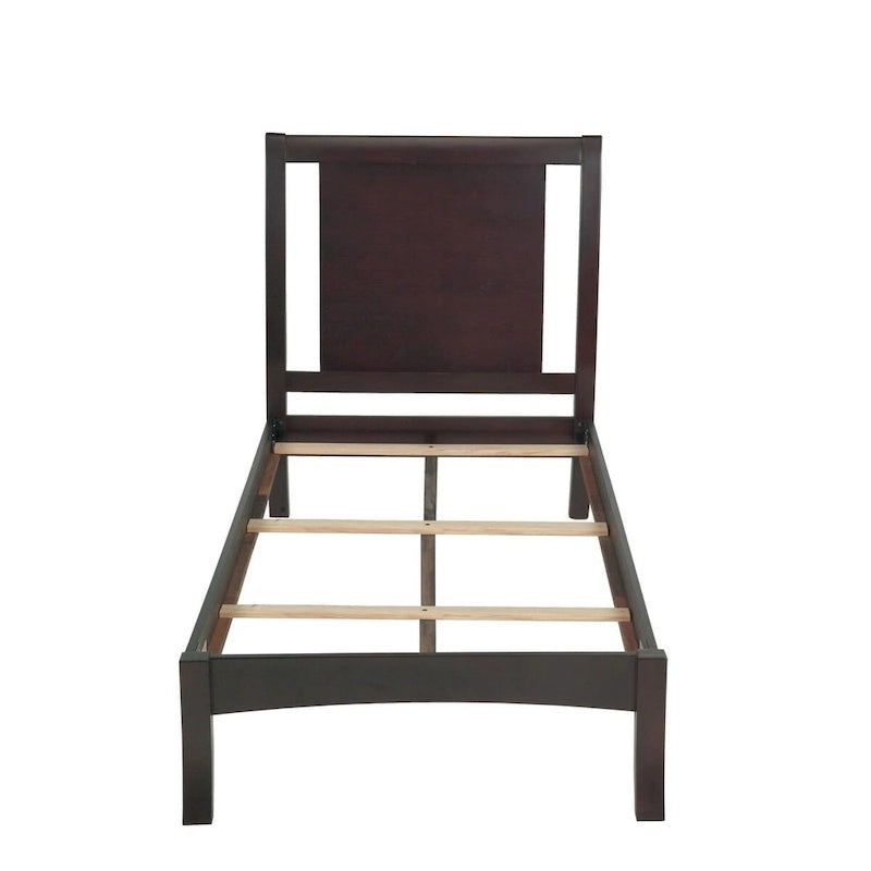 Lit California King en Acajou Marron Espresso avec Tête de Lit à Panneau Traîneau Ouvert et Pieds Évasés, 2 Places