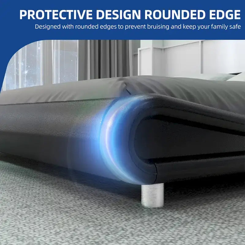 Cadre de lit King Size en PU avec LED intégrées, Noir