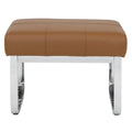 Pouf ottoman rectangulaire en cuir reconstitué marron/gris/noir avec pieds en acier chromé incurvés