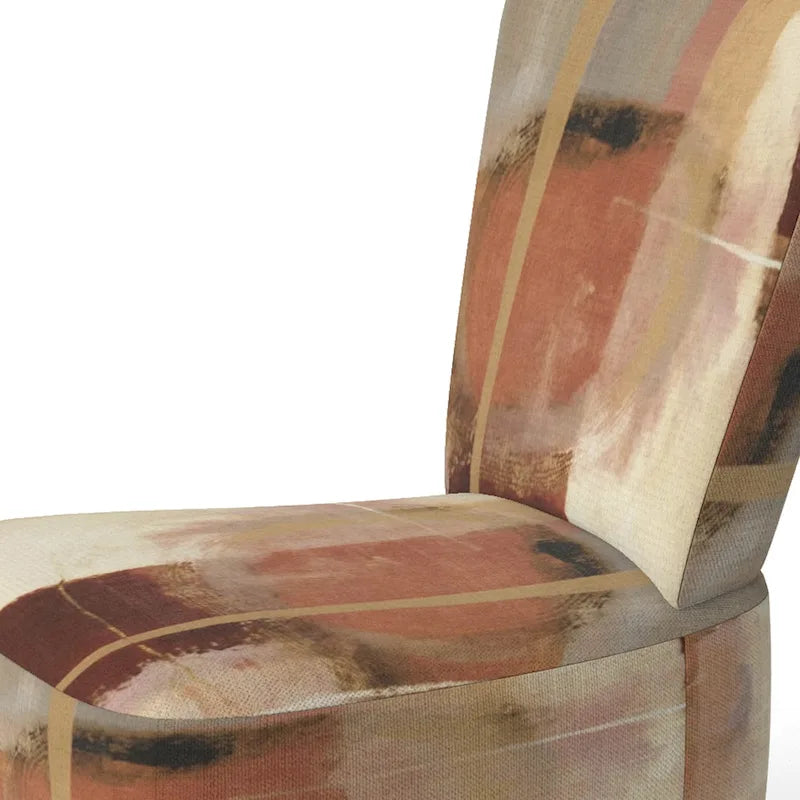 Fauteuil d'appoint en polyester à motif abstrait marron et beige — Fauteuil crapaud, à accoudoirs ou d'appoint, 1 place