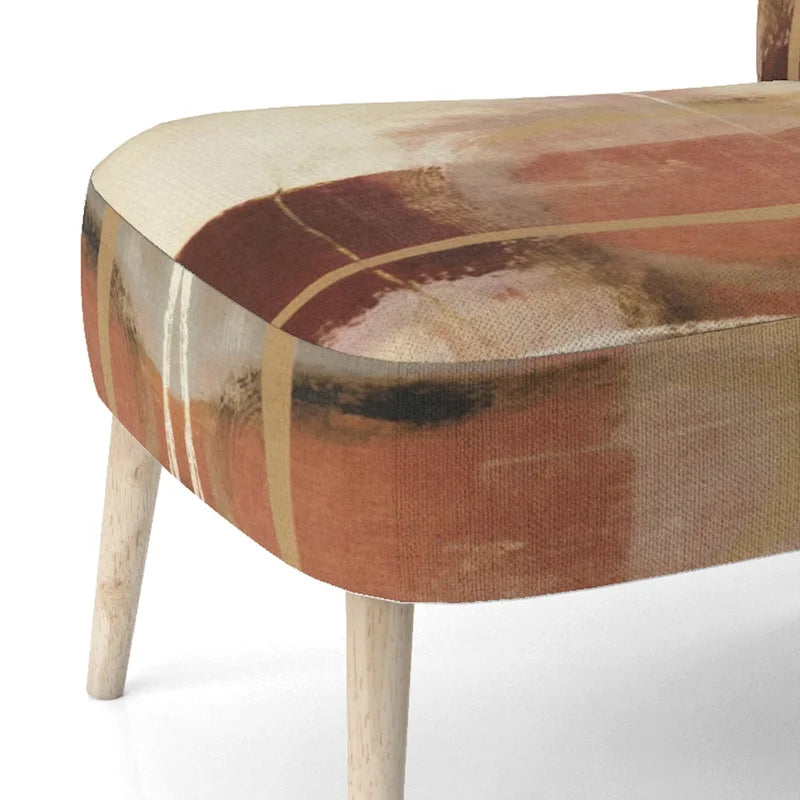 Fauteuil d'appoint en polyester à motif abstrait marron et beige — Fauteuil crapaud, à accoudoirs ou d'appoint, 1 place