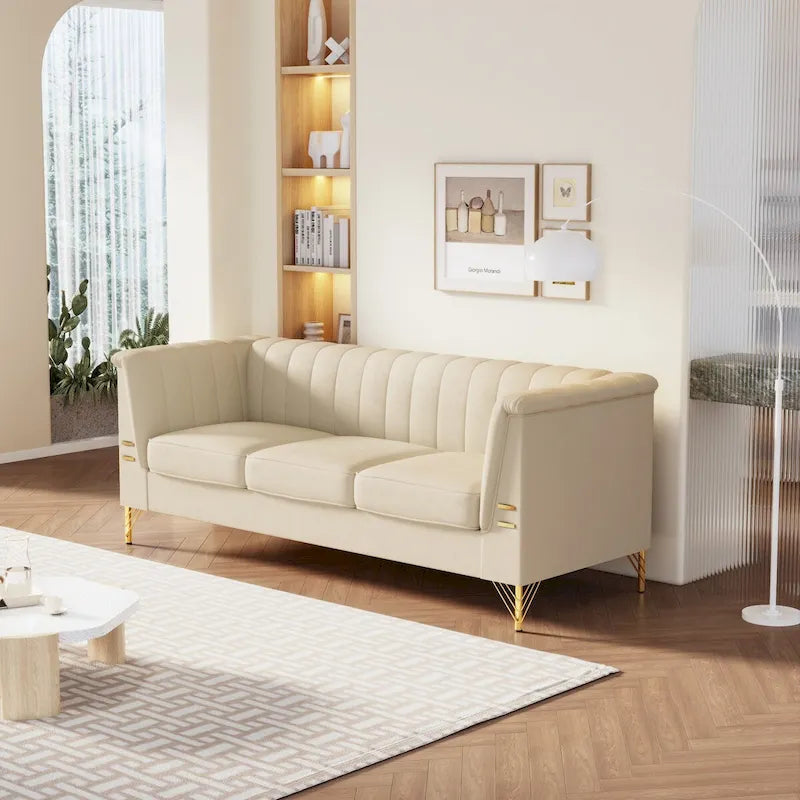 Canapé Chesterfield en velours de 209,94 cm de largeur