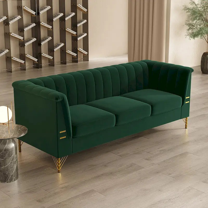 Canapé Chesterfield en velours de 209,94 cm de largeur