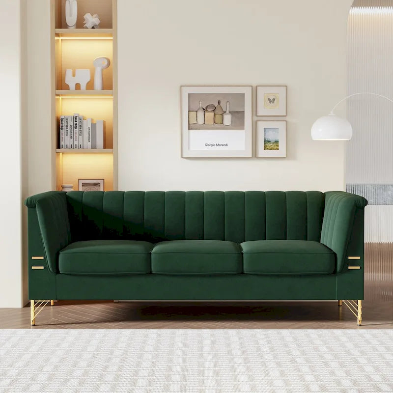 Canapé Chesterfield en velours de 209,94 cm de largeur