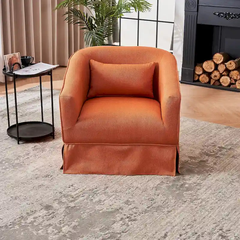 Fauteuil club pivotant en lin (bleu / beige / noir / gris foncé / orange) avec pouf, 1 place