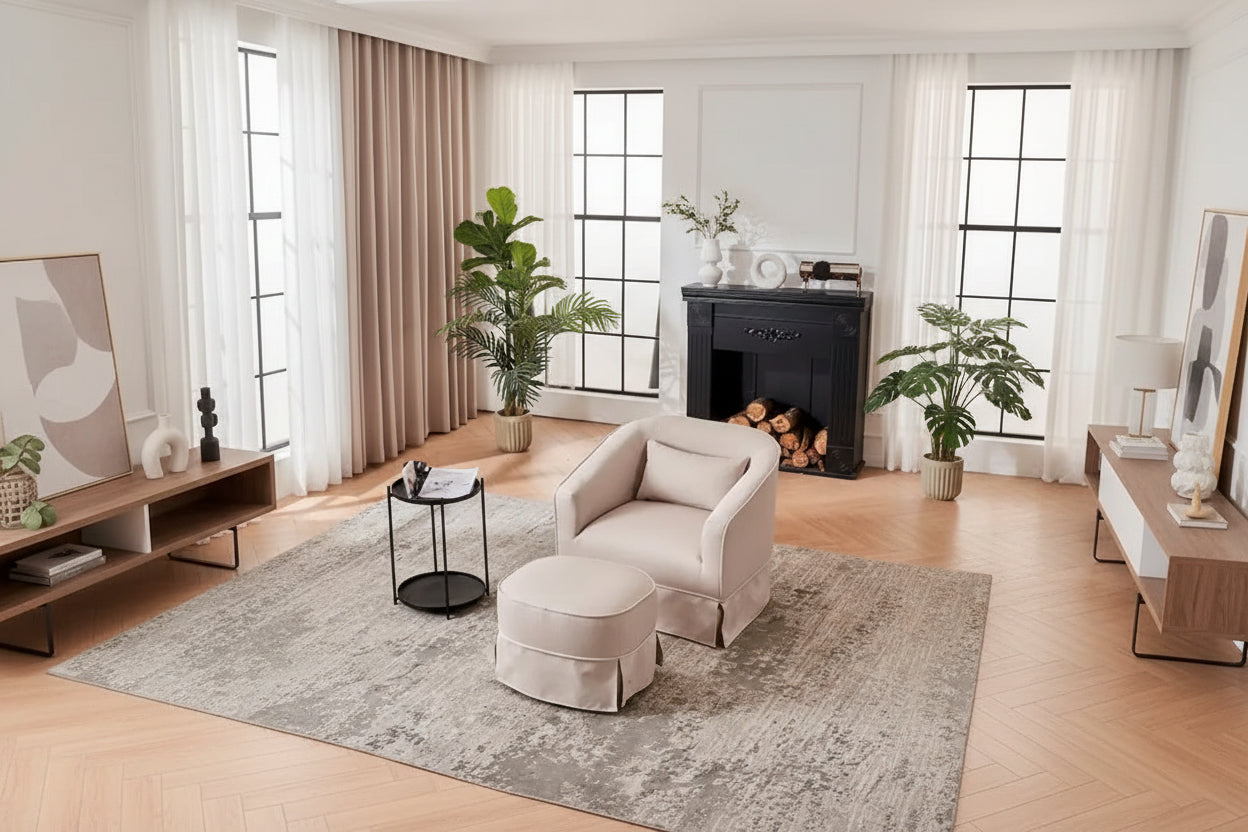 Swivel Barrel Chair With Ottoman, Swivel Accent Chairs Armchair for Living Room