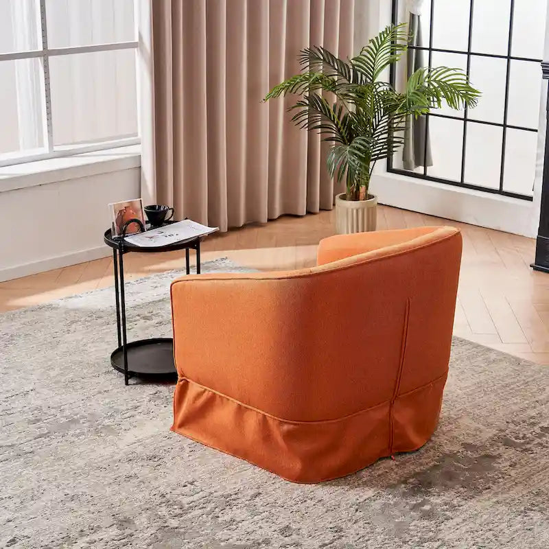 Fauteuil club pivotant en lin (bleu / beige / noir / gris foncé / orange) avec pouf, 1 place