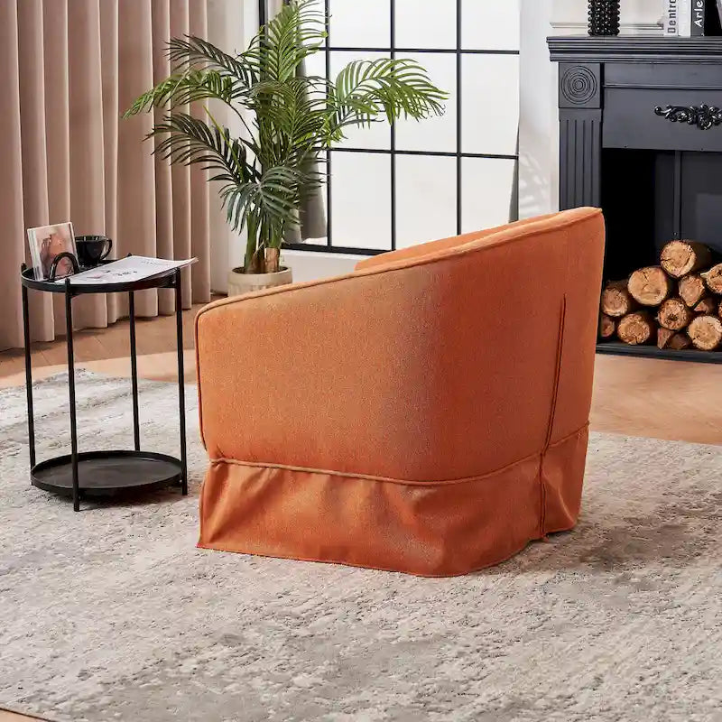Fauteuil club pivotant en lin (bleu / beige / noir / gris foncé / orange) avec pouf, 1 place