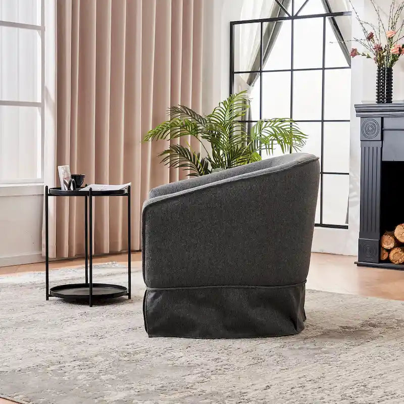 Fauteuil club pivotant en lin (bleu / beige / noir / gris foncé / orange) avec pouf, 1 place