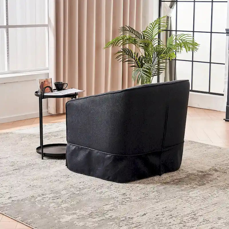 Fauteuil club pivotant en lin (bleu / beige / noir / gris foncé / orange) avec pouf, 1 place