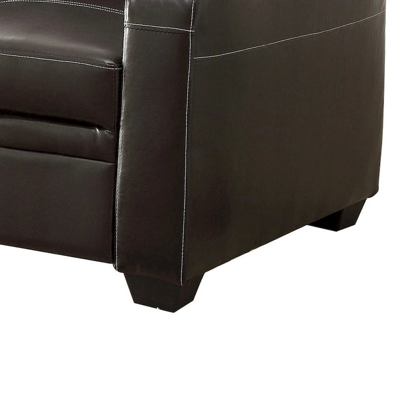 Canapé-lit inclinable de 83 pouces avec porte-gobelets, en similicuir capitonné marron