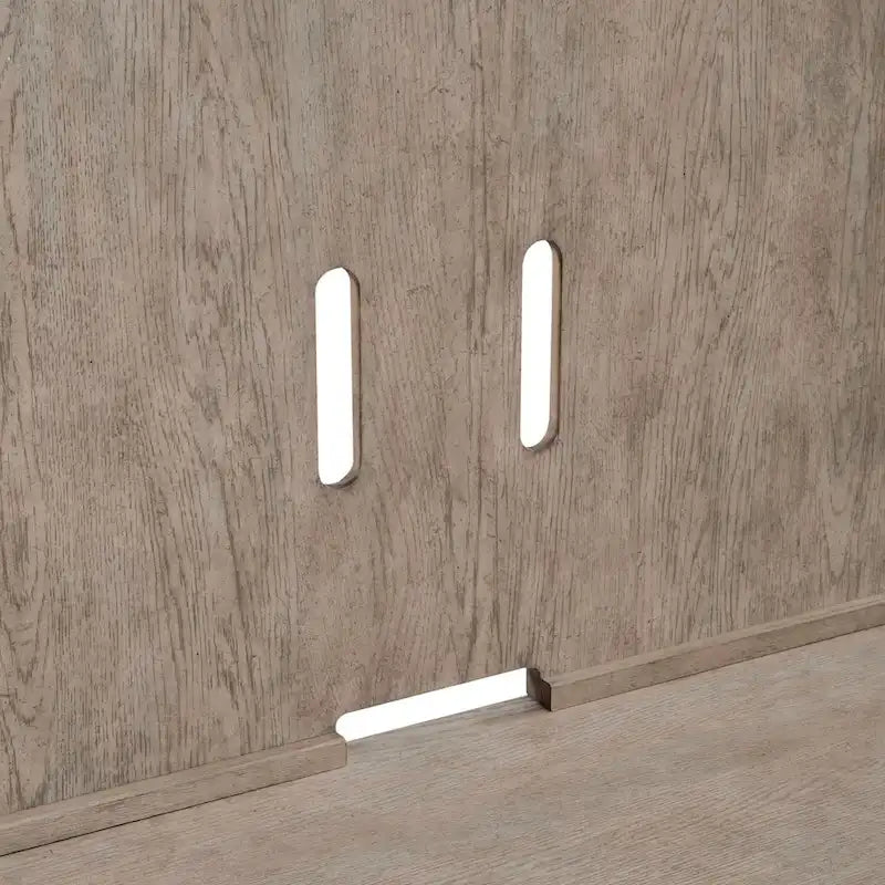 Meuble TV 70" de large en beige bruni avec étagère flottante et 3 tiroirs