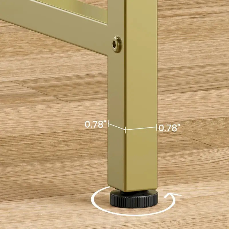 Console étroite à plateau simple en MDF et métal, marron / gris / doré / noir