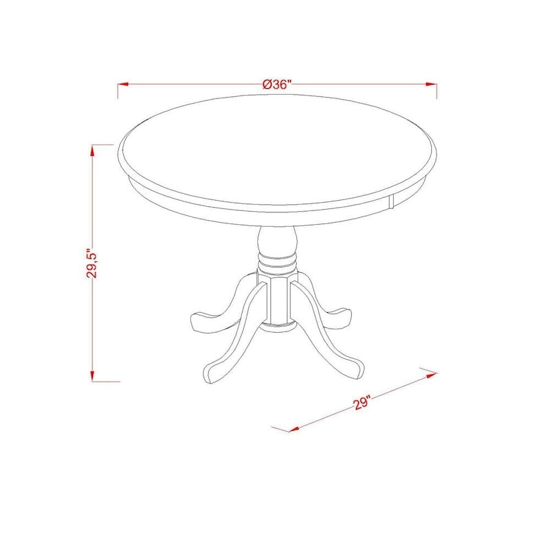 Table de salle à manger ronde, blanche lin / naturelle, avec pied central, en bois dur d'Asie, 4 places