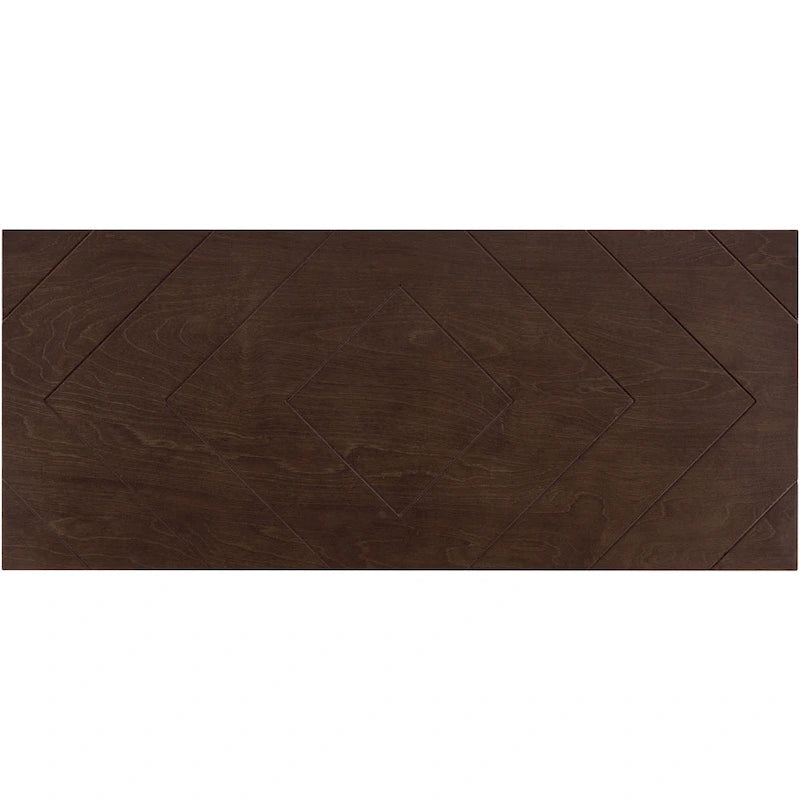 Buffet vintage à 3 portes avec panneau à rayures diagonales et poignées en bronze, 94 cm de large - Blanc/Marron/Bleu/Gris