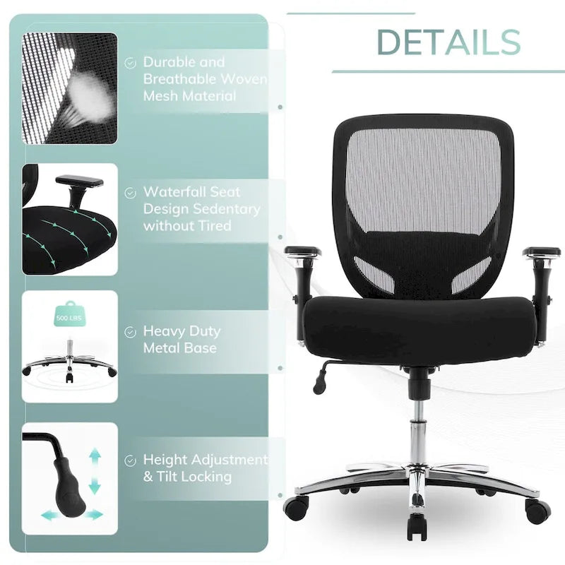 Chaise de bureau ergonomique réglable avec support lombaire