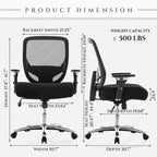 Chaise de bureau ergonomique réglable avec support lombaire