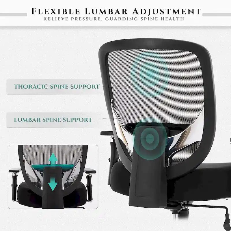 Chaise de bureau ergonomique réglable avec support lombaire