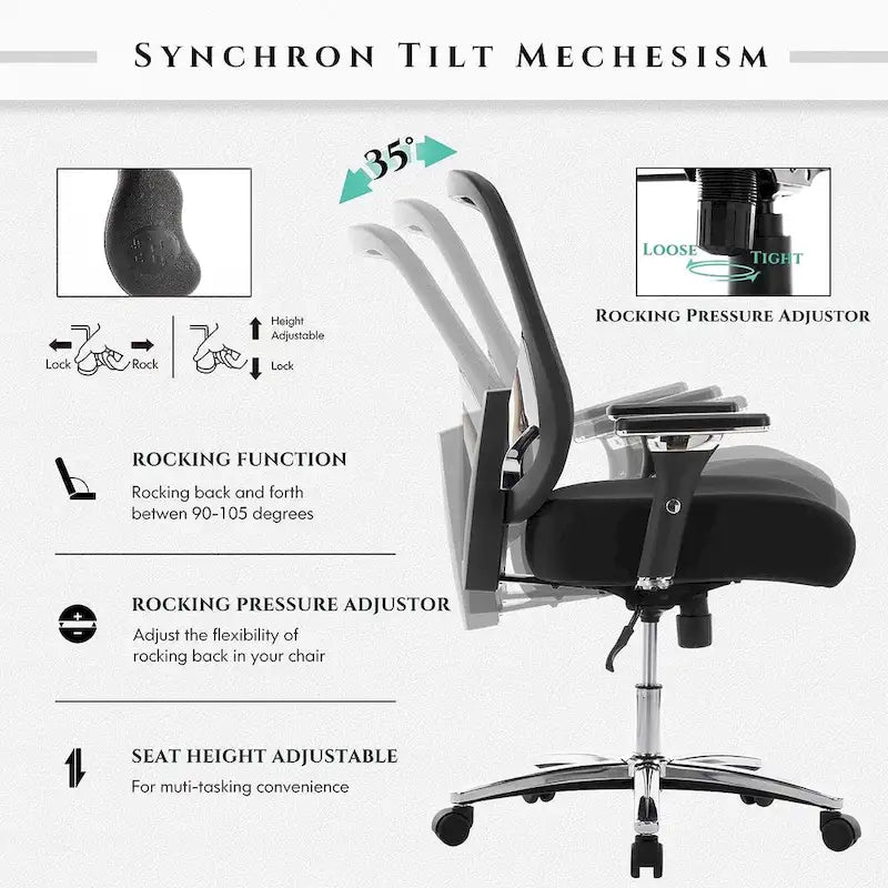 Chaise de bureau ergonomique réglable avec support lombaire