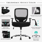 Chaise de bureau ergonomique réglable avec support lombaire