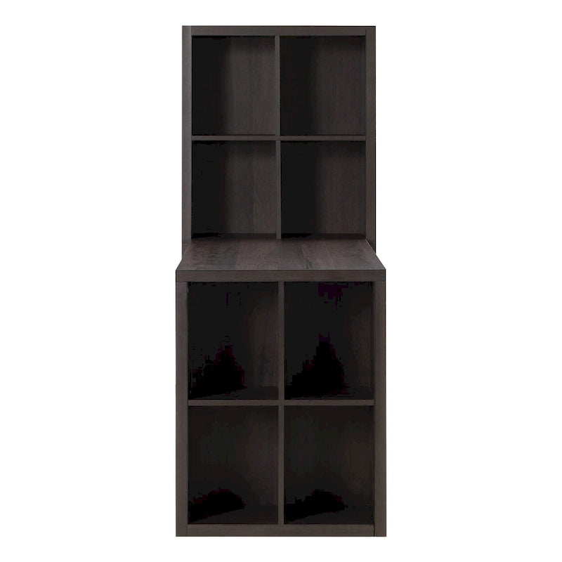 Bureau Mocha 48" avec bibliothèque double et 12 casiers de rangement, 1 place