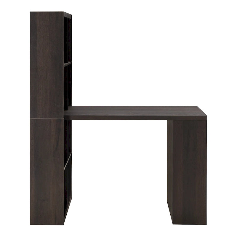 Bureau Mocha 48" avec bibliothèque double et 12 casiers de rangement, 1 place