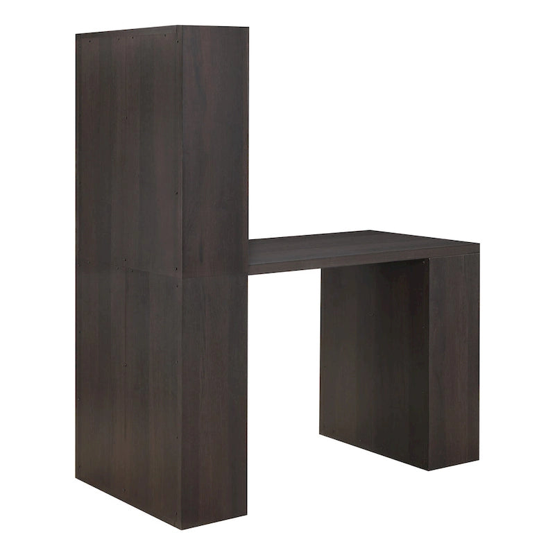 Bureau Mocha 48" avec bibliothèque double et 12 casiers de rangement, 1 place