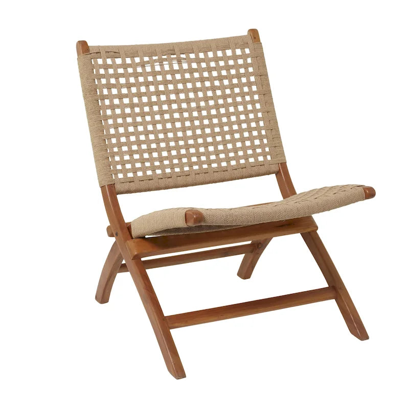 Fauteuil d'appoint tissé main en acajou brun/noir avec assise tissée, 1 place