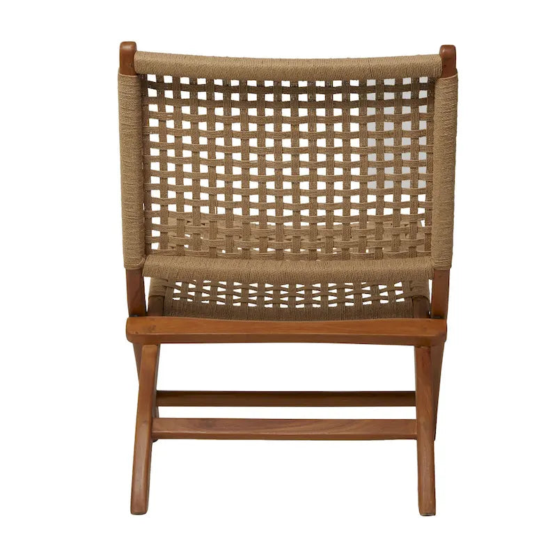 Fauteuil d'appoint tissé main en acajou brun/noir avec assise tissée, 1 place