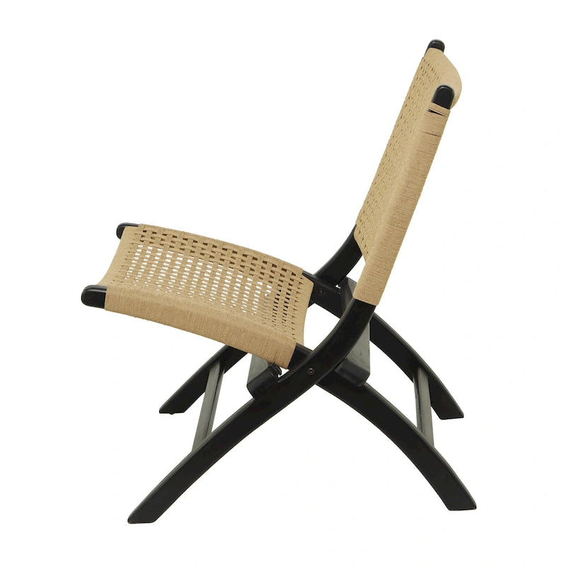 Fauteuil d'appoint tissé main en acajou brun/noir avec assise tissée, 1 place