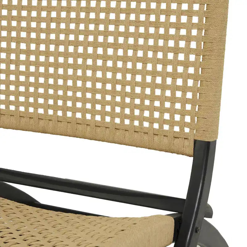 Fauteuil d'appoint tissé main en acajou brun/noir avec assise tissée, 1 place