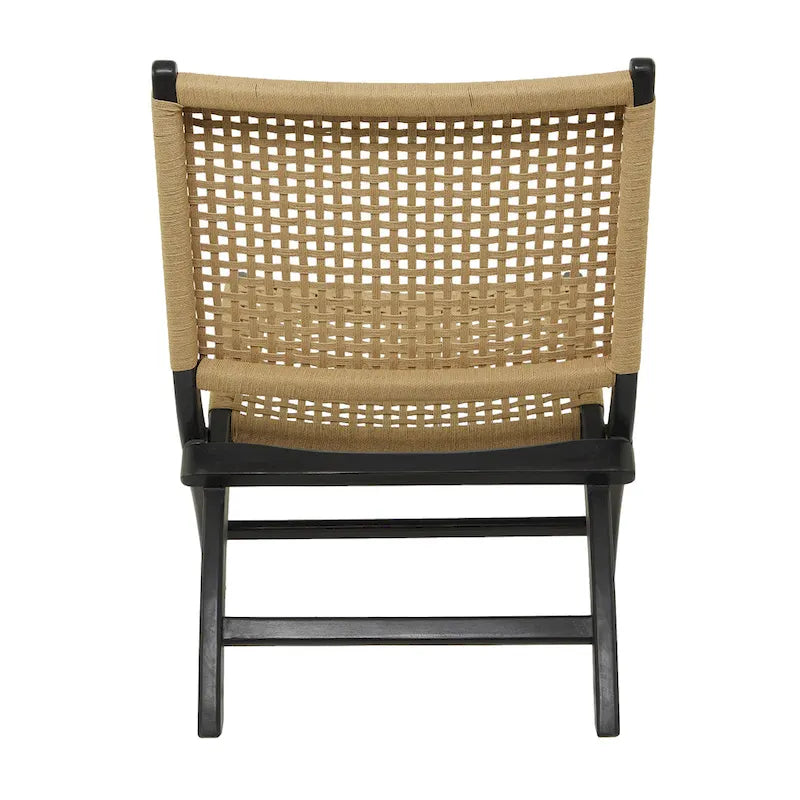 Fauteuil d'appoint tissé main en acajou brun/noir avec assise tissée, 1 place
