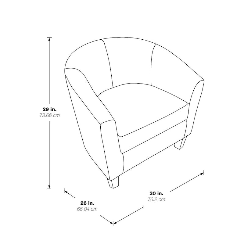 Fauteuil baquet mi-siècle en lin/denim avec pieds en bois espresso foncé, 1 place