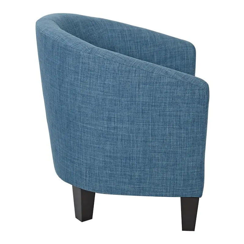 Fauteuil baquet mi-siècle en lin/denim avec pieds en bois espresso foncé, 1 place