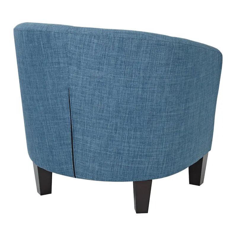 Fauteuil baquet mi-siècle en lin/denim avec pieds en bois espresso foncé, 1 place