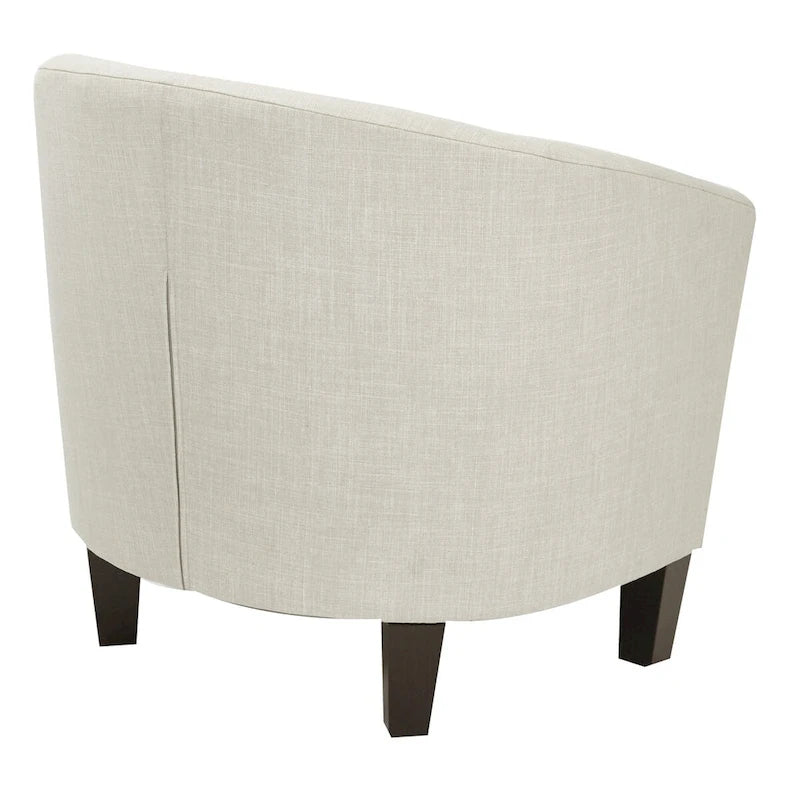 Fauteuil baquet mi-siècle en lin/denim avec pieds en bois espresso foncé, 1 place